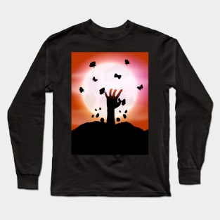 Harmony in Orange: Moon and Zombies butterfly part 5 Long Sleeve T-Shirt